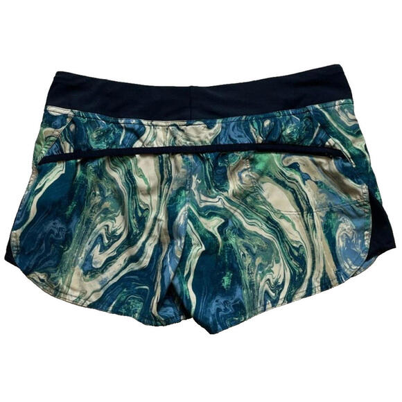 Patagonia Nine Trails Lined Blue Green Marble Pattern Running Shorts Womens S - Picture 6 of 9